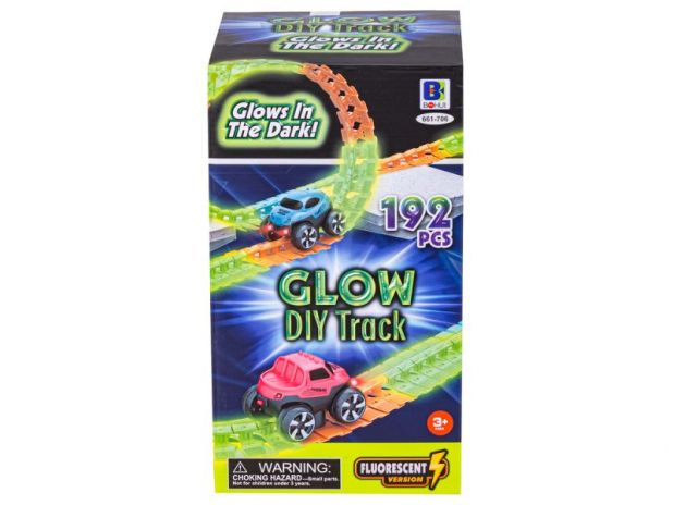 Elastyczny Tor Samochodowy, Wyścigowy, ŚWIECĄCY 192 Elementy 661-706